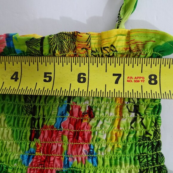 Revue Jamaica Tropical Smocked Green Sundress Dress Girls Size S Spaghetti Strap - Picture 6 of 7